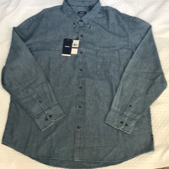 IZOD Cotton Chambray Pocket Shirt - Picture 2 of 11